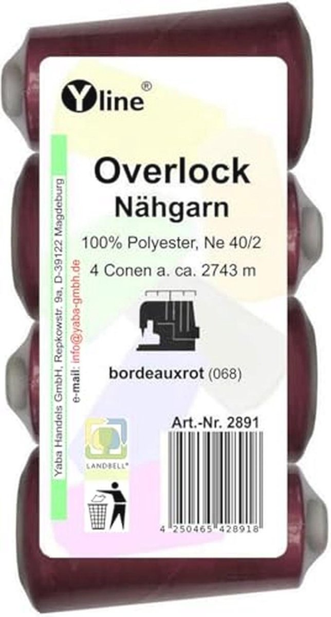 Overlock Naaigaren 4 Stuks - Bordeaux Rood - 2743 m - 100% Polyester
