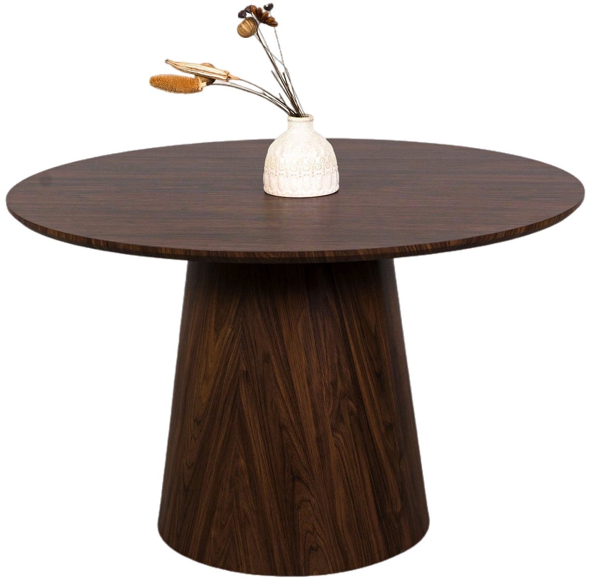 Lizzely Garden & Living Eettafel Amber rond 120cm walnoot Japandi eetkamertafel Japanse stijl tafel
