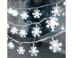 6,1 m 40 LED Sneeuwvlokken Kerstlichten – Batterijbediend Waterdicht Feestlichten (Koude Wit) – Binnen/Buiten Decoratie voor Kerstboom/Terras/Tuin/Feest