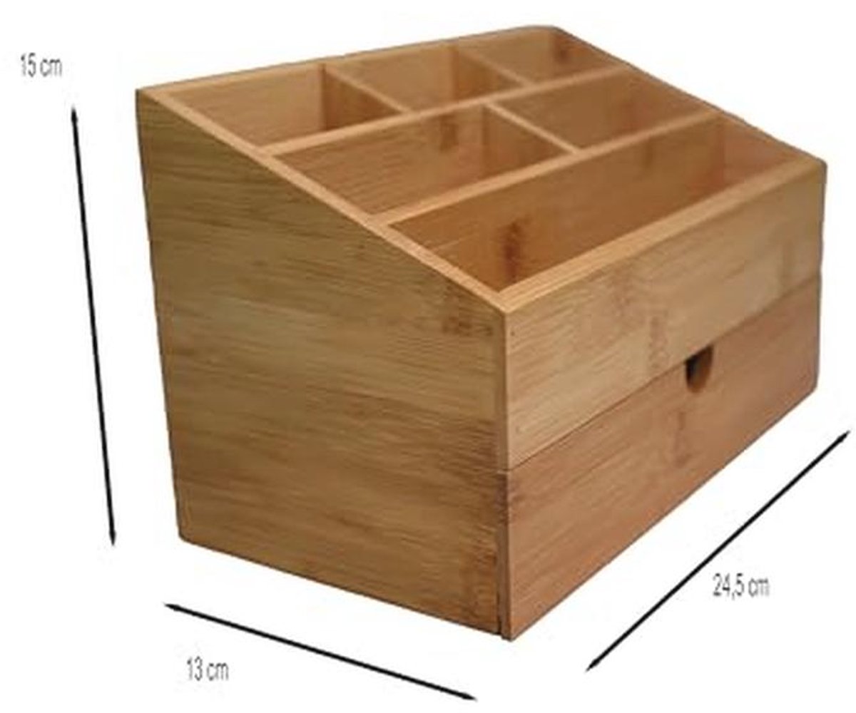 Duurzame Bureau-organizer met 6 Vakken en Lade in Bamboe — cadeau in Wonen & Interieur - foto 6