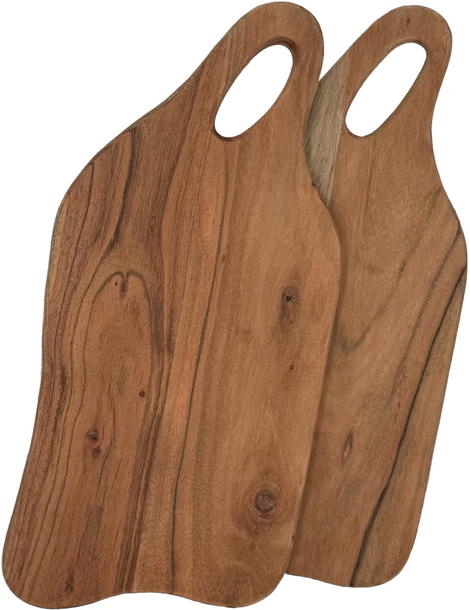 Koipa 2-Delige Snijplankenset Klein (45 x 20 x 2) - Voor Keuken, Snijplanken, Serveerplank, Kaasplank, Borrelplank en Tapasplank - Snijplank Acacia Hout