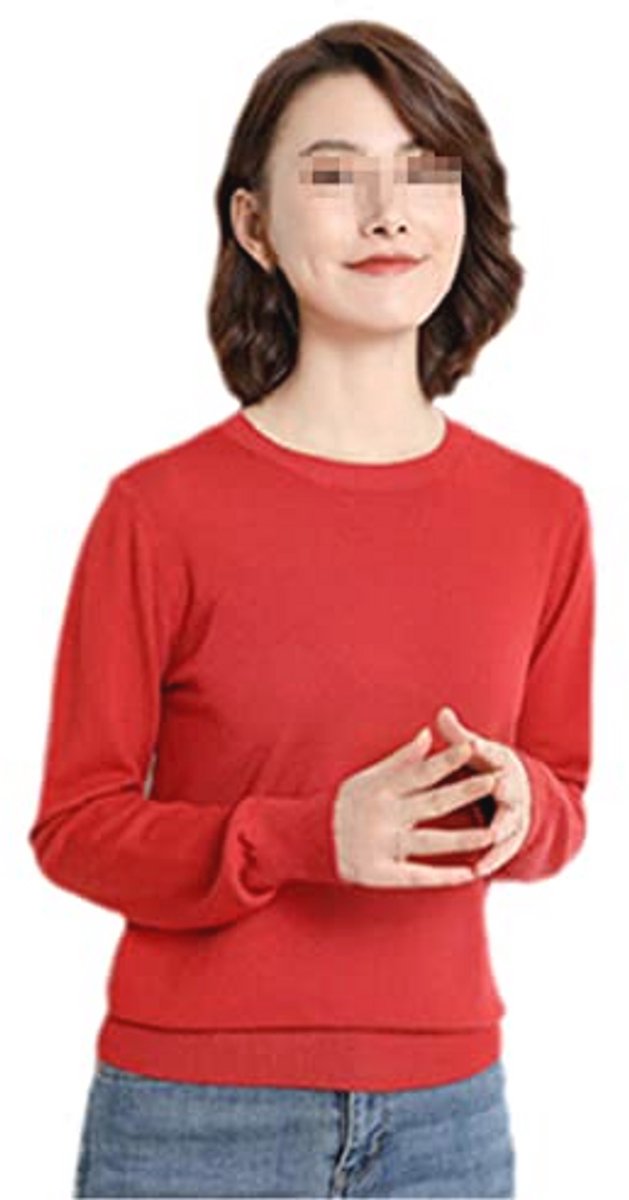 Dames trui O-hals kasjmier effen truien slanke dieptepunt lange mouw casual basic trui