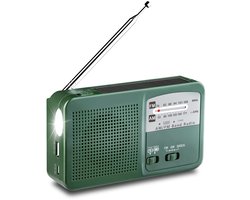 Noodradio -Draagbare noodradio - Zaklamp - AM/FM - Solar opwindbaar - Noodradio Op Batterijen - USB-C kabel - Draagbare Radio - Noodpakket - voor thuis/buiten/kamperen en reizende aardbeving - Groen
