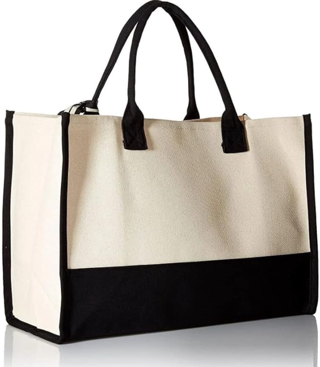 Gigicial Canvas tas - Gepersonaliseerde geborduurde tas - Grote opbergruimte en externe sluiting - 1 stuk - Geschikt voor dames en als cadeau, wit