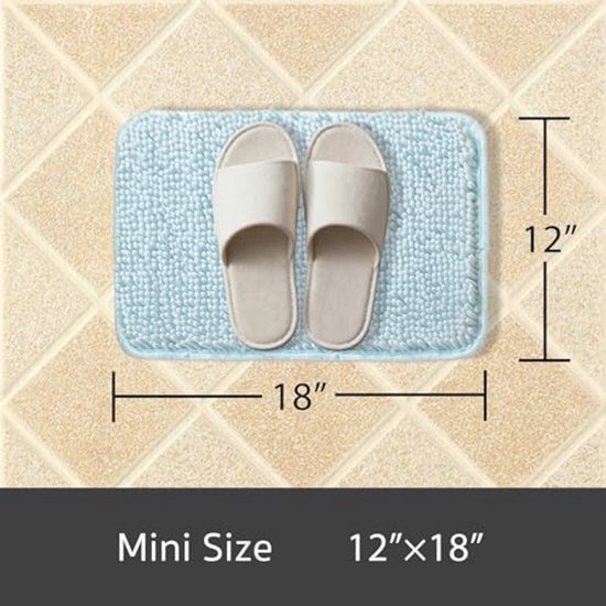 Kleine badkamertapijten - Dikke chenille badmatten, Absorberend en wasbaar antislip tapijt, Pluche zachte tapijten voor badkamer, douche en wastafel (30 x 45 cm, babyblauw)