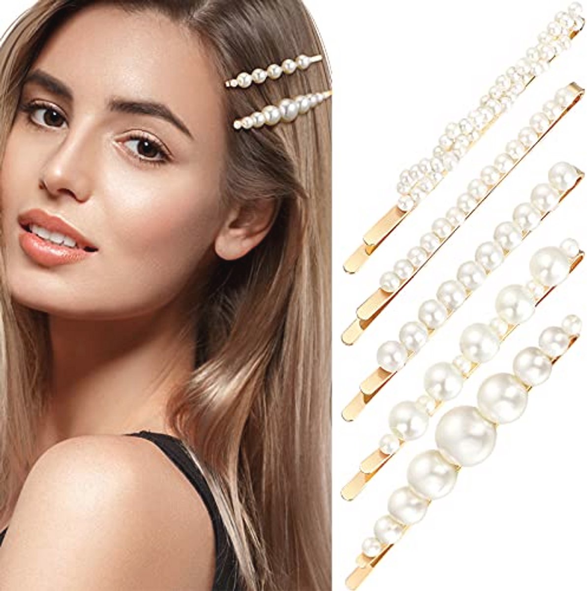 Elegante kunstparel haarclips voor vrouwen en meisjes – Set van 5 haaraccessoires