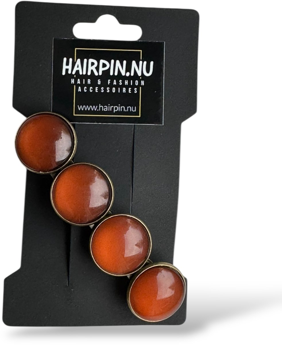 Hairpin-Haarspeld-Bruin-Haaraccessoire-Hairclip-Cabochon-Handmade-Haarmode