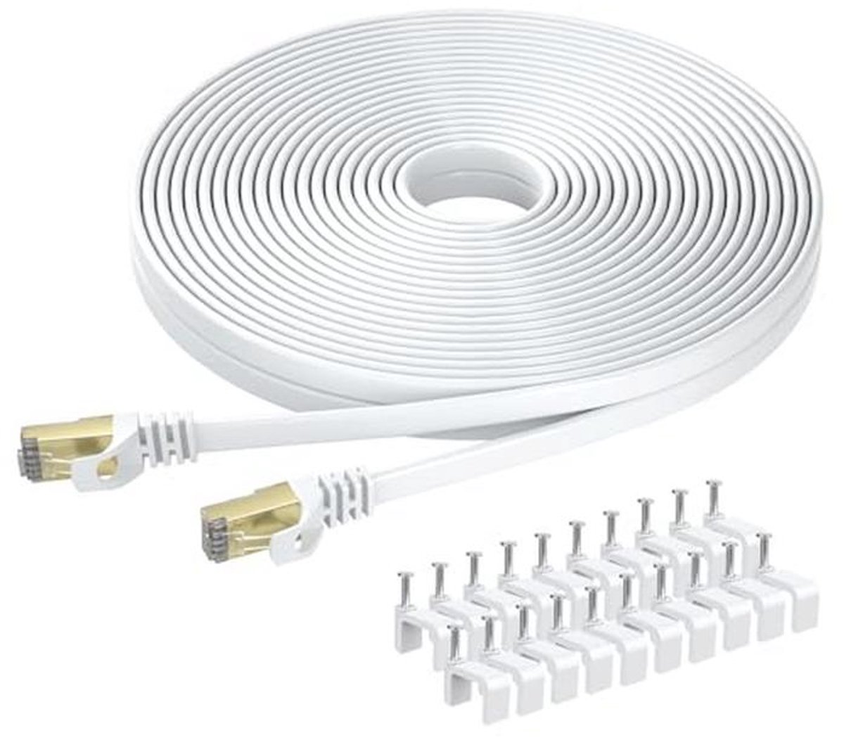 Cat 8 Ethernet Kabel 20m - Hoogwaardige Flat Gigabit RJ45 Netwerk Kabel