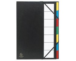 Sorting folder Ordonator - elasto closure - hard cardboard cover - neutral tabs - 7 compartments - size 23.5x33.5 cm - for A4 - Colour: black