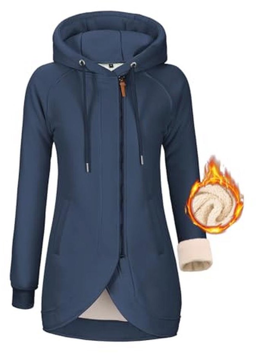 Dames Capuchontrui Fleecejack Sweatjack met Lange Ritssluiting - Casual Herfst/Winter Outwear