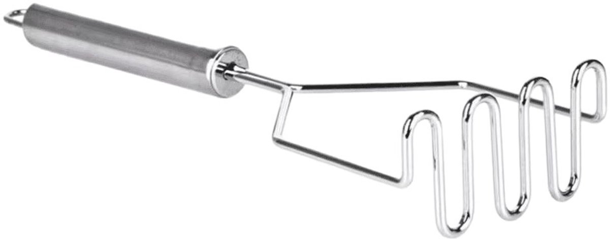 Stampotstamper - RVS - Pureestamper - Geschikt voor thuis en in de keuken - Met Ophangoog - Geschikt voor groenten, fruit en purees- vaatwasmachinebestendig - 20×9.7×5cm - Zilver