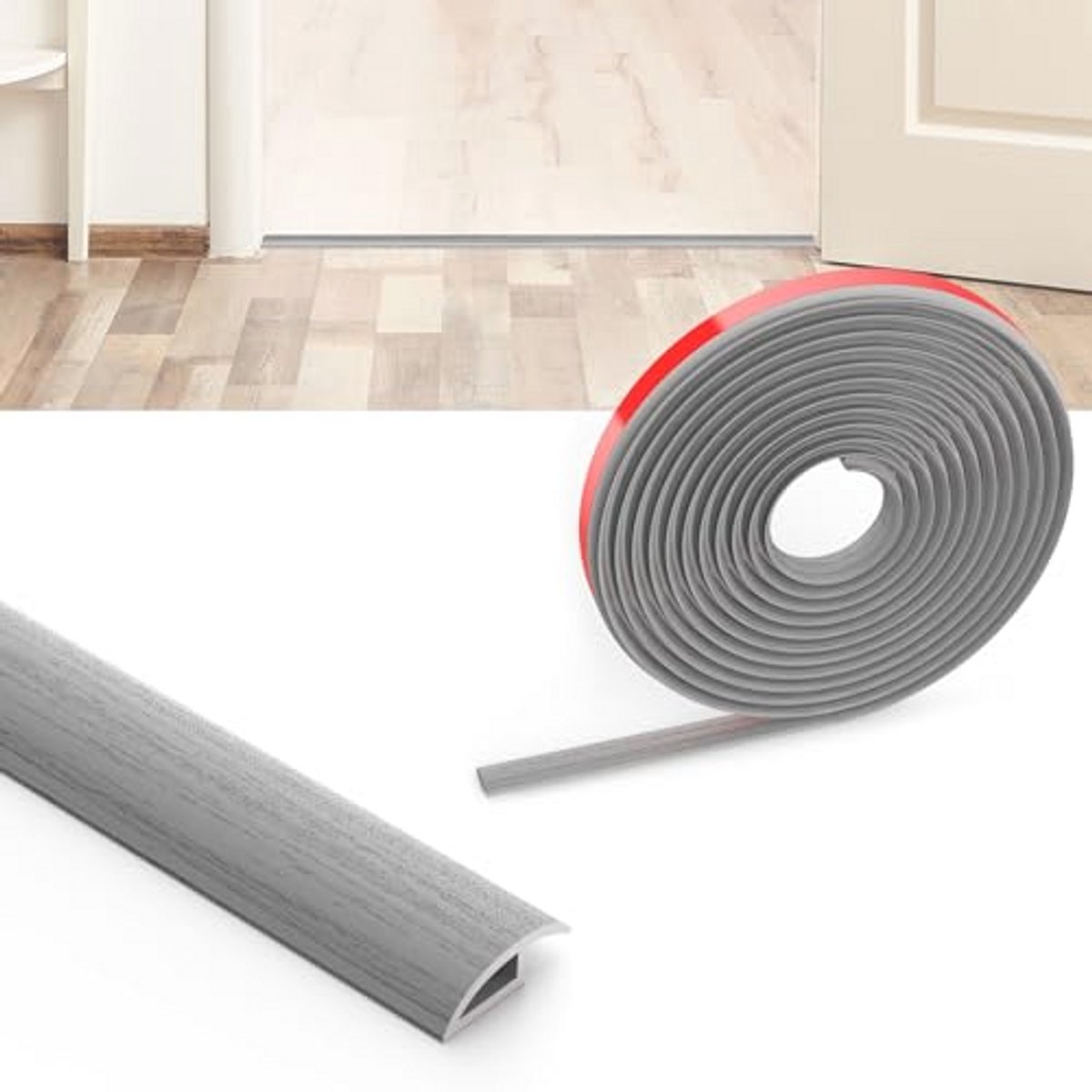 2 m Laminaatvloer Drempel Overgangsstrip - Zelfklevende PVC Vloerverdeler voor Vloeropenin