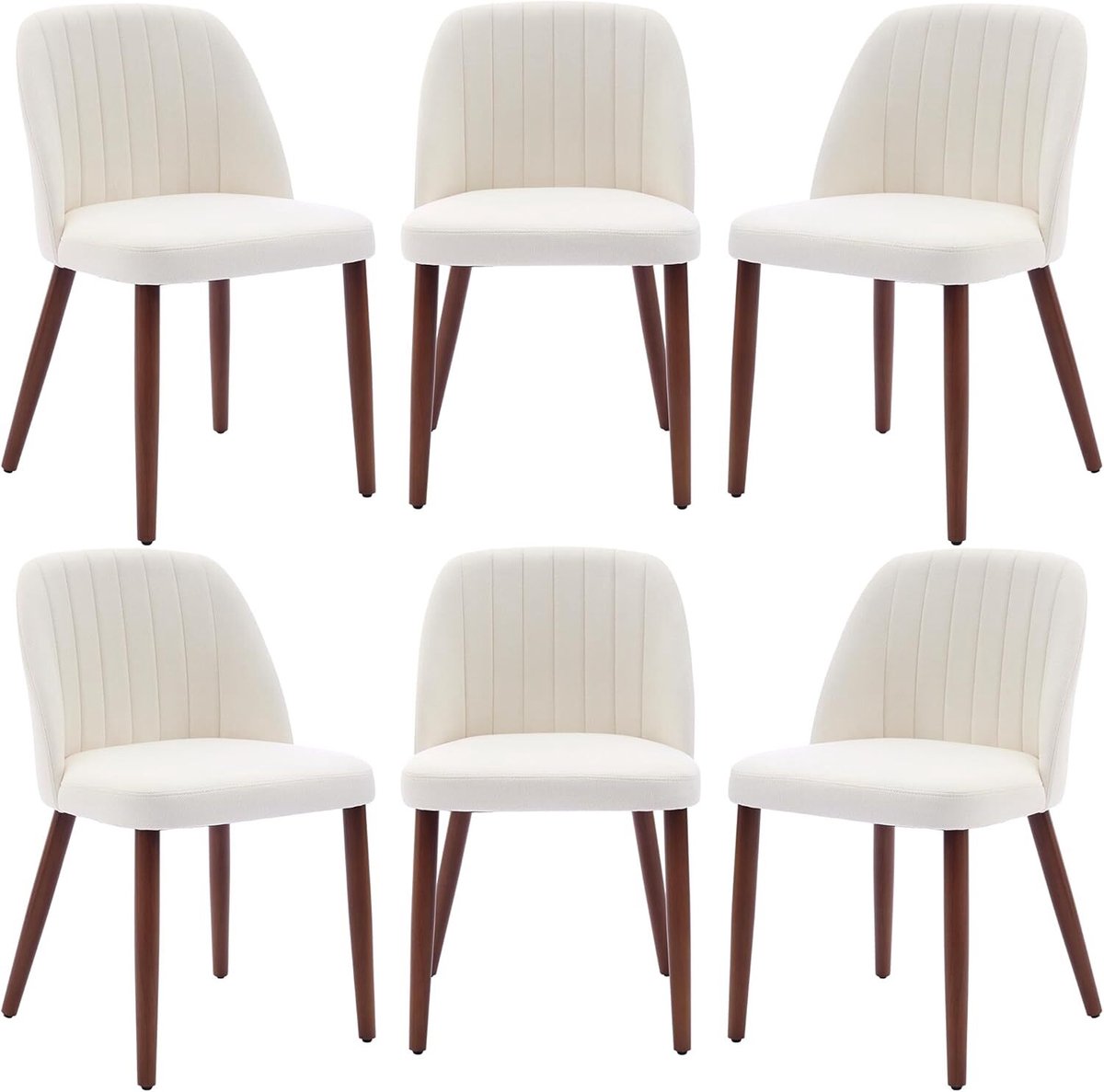HoerFuriy - Eetkamerstoelen set van 4 - Beige - Stof - Mid‑century modern