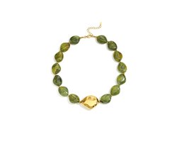 Bijoutheek Collier Statement Kralen Grof Groen