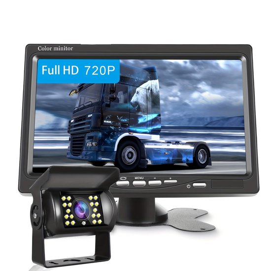 Hodozzy Draadloze digitale achteruitrijcamera, autocamera met lcd-monitor, 5 inch display, waterdichte camera, IP69, nachtzicht, achteruitrijcamera voor camper, vrachtwagen, aanhanger, voertuig, 12