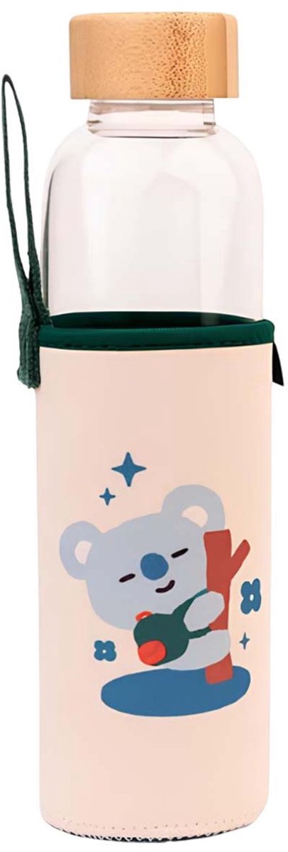 Bt21 Drinkfles Koya 500 Ml 7 X 23,5 Cm Glas Transparant/beige