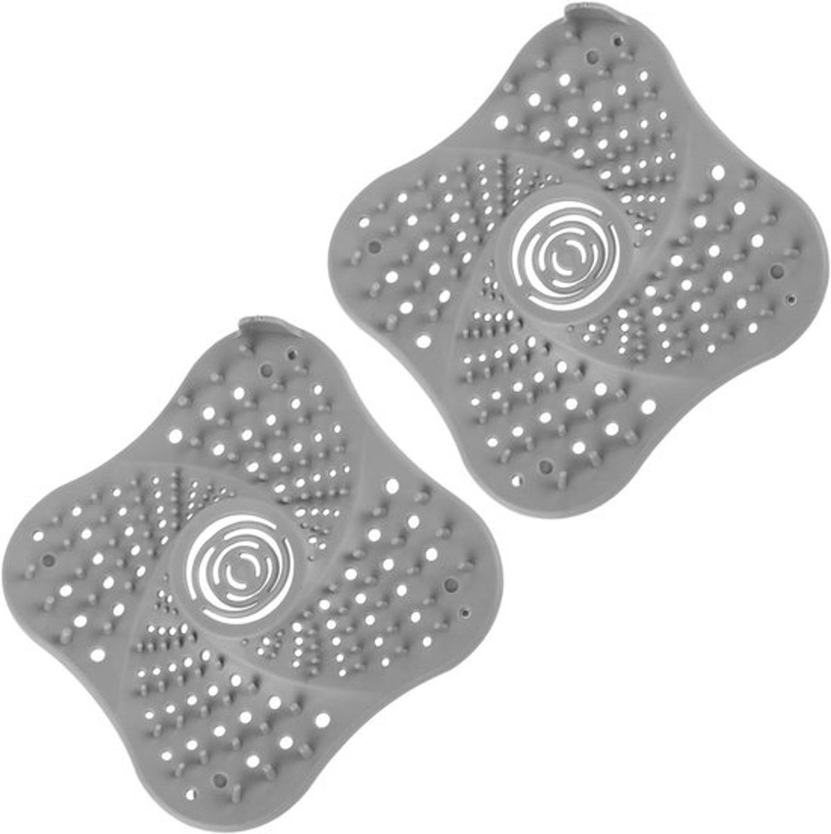 Doucheafvoer Haarvangers 2 stuks - Badkuip Afvoerbeschermer - Accessoires voor Vloerafvoer en Wastafel - Grijs_EOF