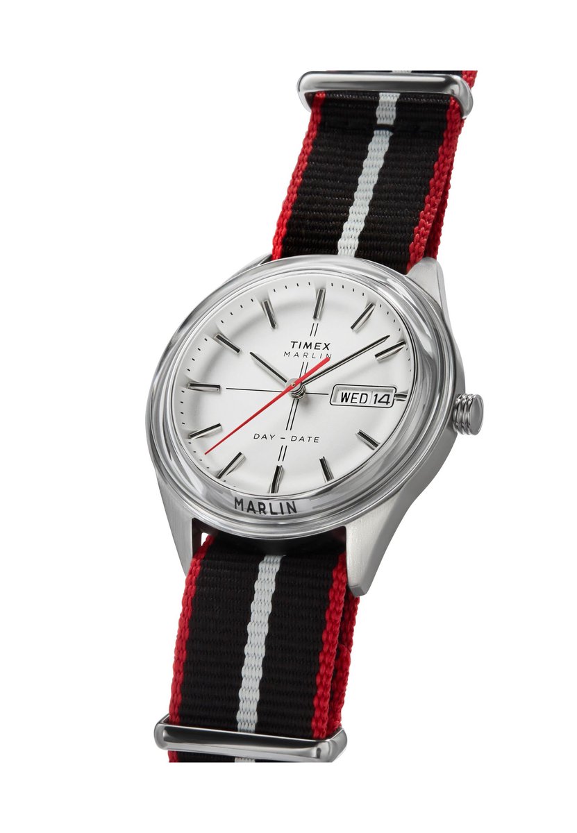 Timex Marlin Jet Quartz Quartz Analoog Horloge Zwart En Zilverkleurig Kast Gemaakt Van 100% Roestvrij Staal En Een Armband Van 100% Stof 38 TW2Y37300AJ, TW2Y37400AJ, TW2Y37500AJ