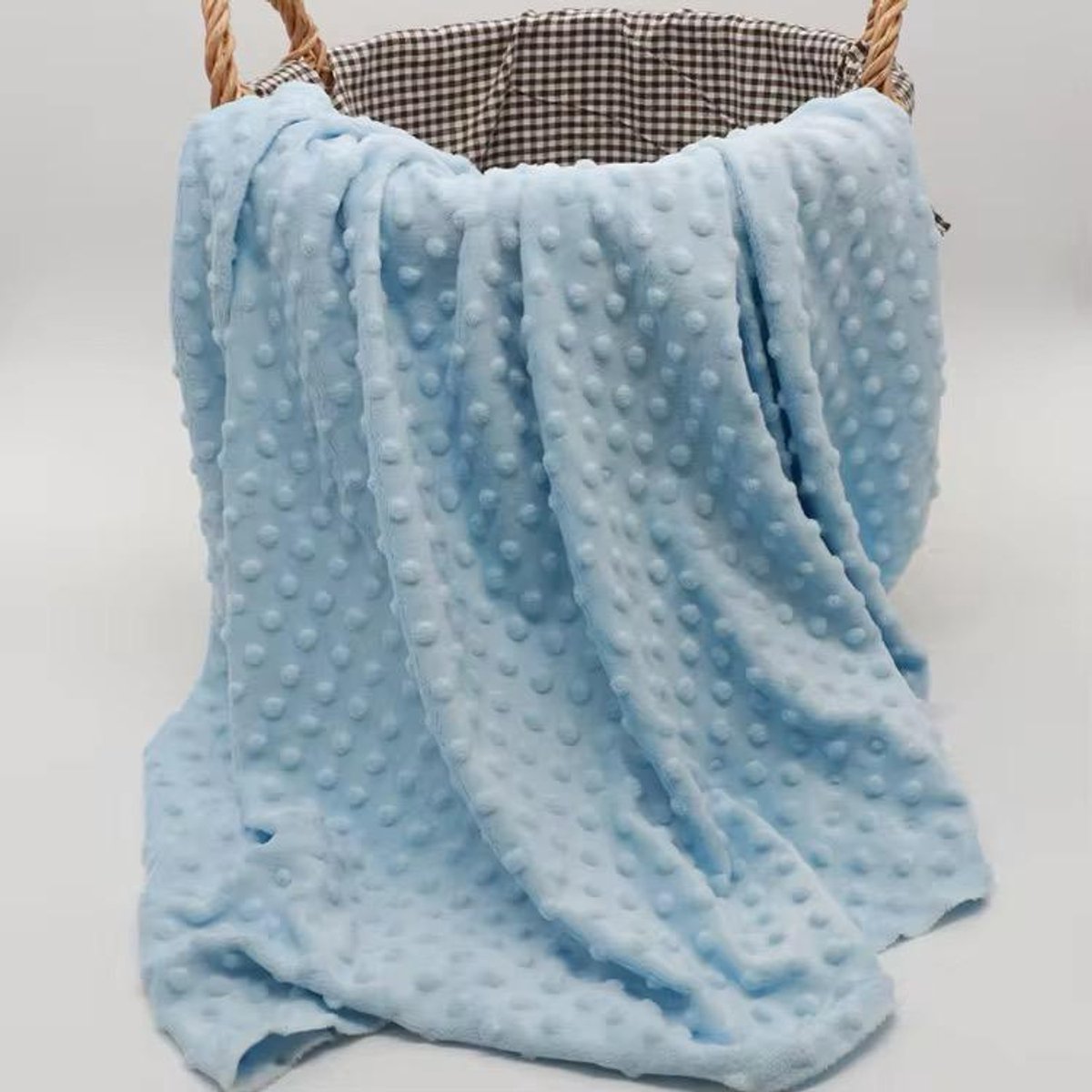 Omnibuy InterbabyDeken Bubble Minky – Dubbelzijdig – Zacht & Comfortabel – Groenblauw/Beige– 70 x 100 cm