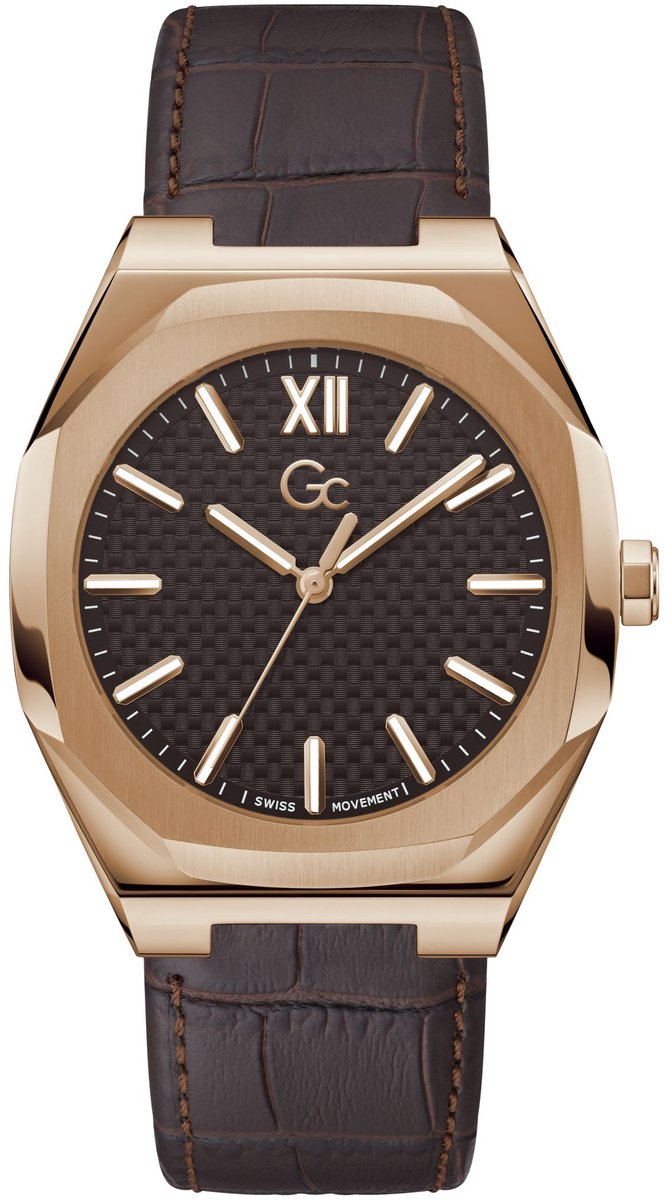 Gc Gc Coussin Sleek Analoog Horloge Roségoudkleur Case: 100% Stainless Steel | Armband: 100% Genuine Leather 42 Z26005G4MF