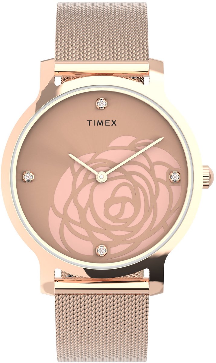 Timex Transcend Quartz Analoog Horloge Roségoudkleurig Case: 100% Low Lead Brass | Armband: 100% Stainless Steel 31 mm TW2U98100AJ