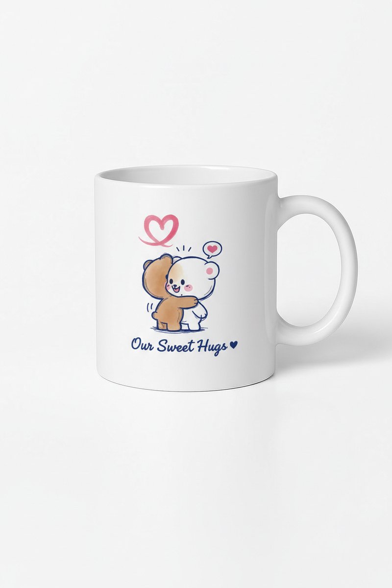 Mok met Knuffelende Beertjes - 'Our Sweet Hugs' Liefdesmok - Romantisch Cadeau