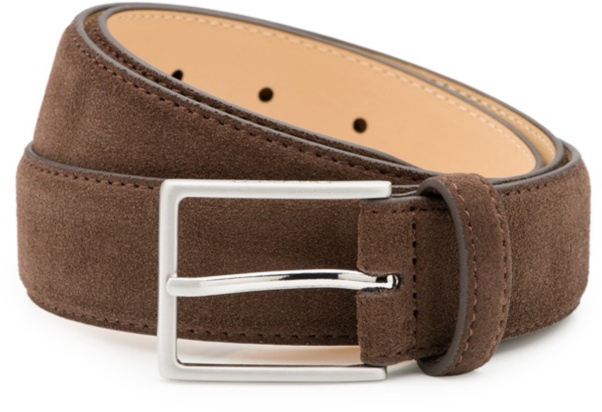 DTCH.FIT Herenriem Suède Bobby - Riem Donkerbruin - Pantalon & Jeans Broekriem - Riemmaat 95cm - Totale lengte 110cm