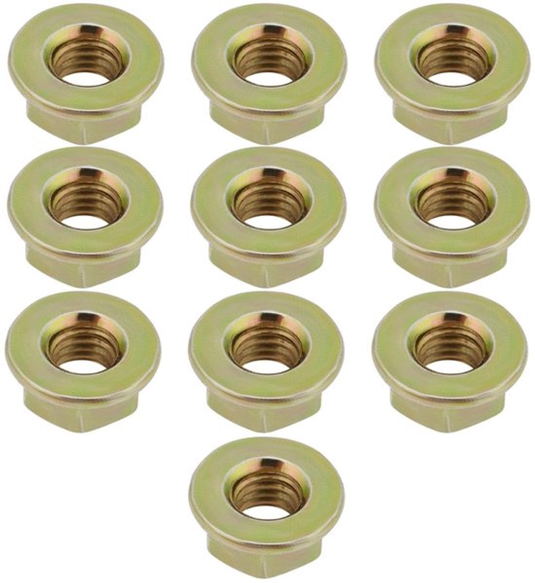 100 stuks M8 x 1.25 Metrische Draad Grade 8 H.T Geel Zink Plated Flensnoten DIN6923