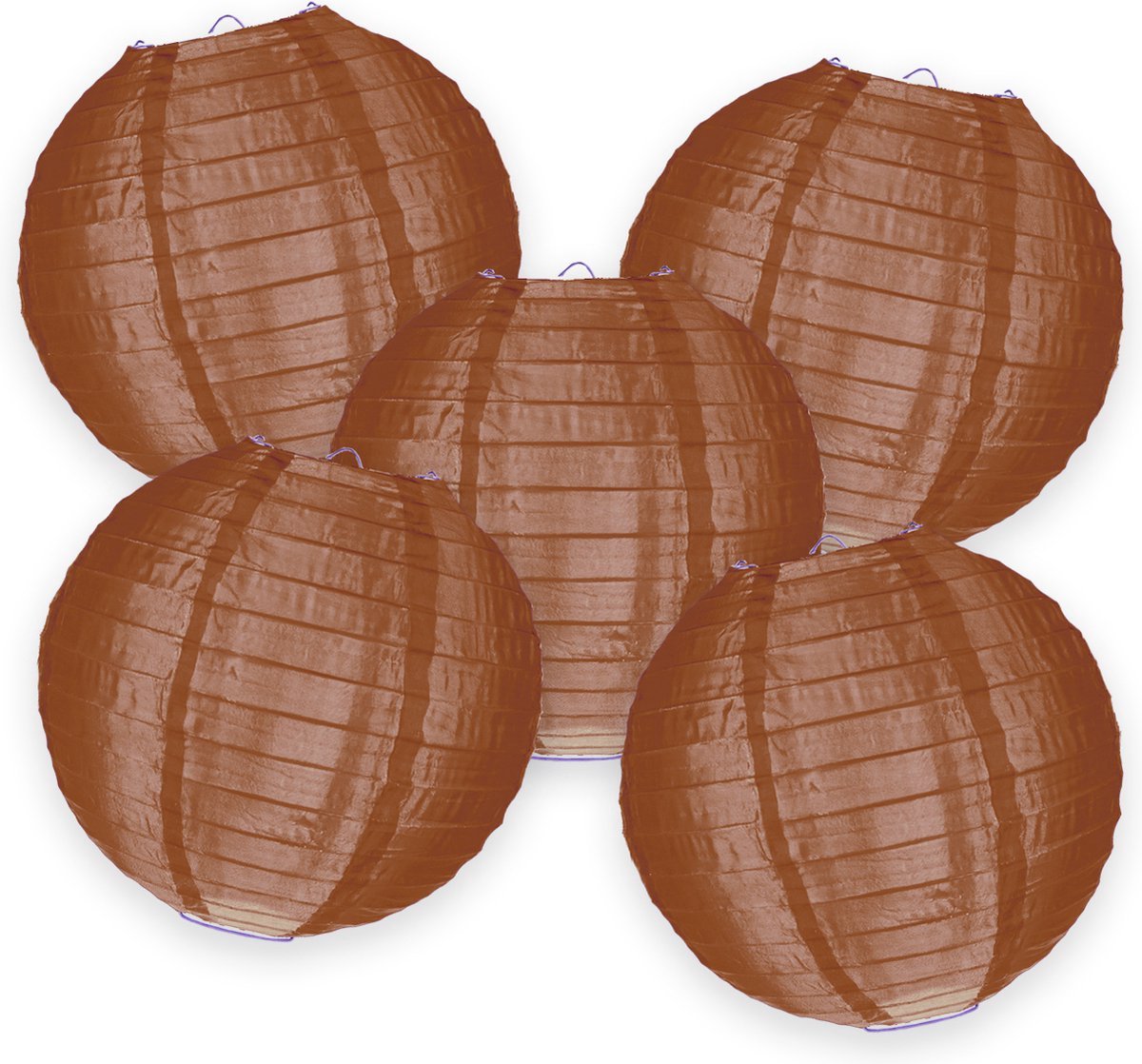 5-set LMPN® nylon lampionnen - koffiebruin - 25cm - voor buiten