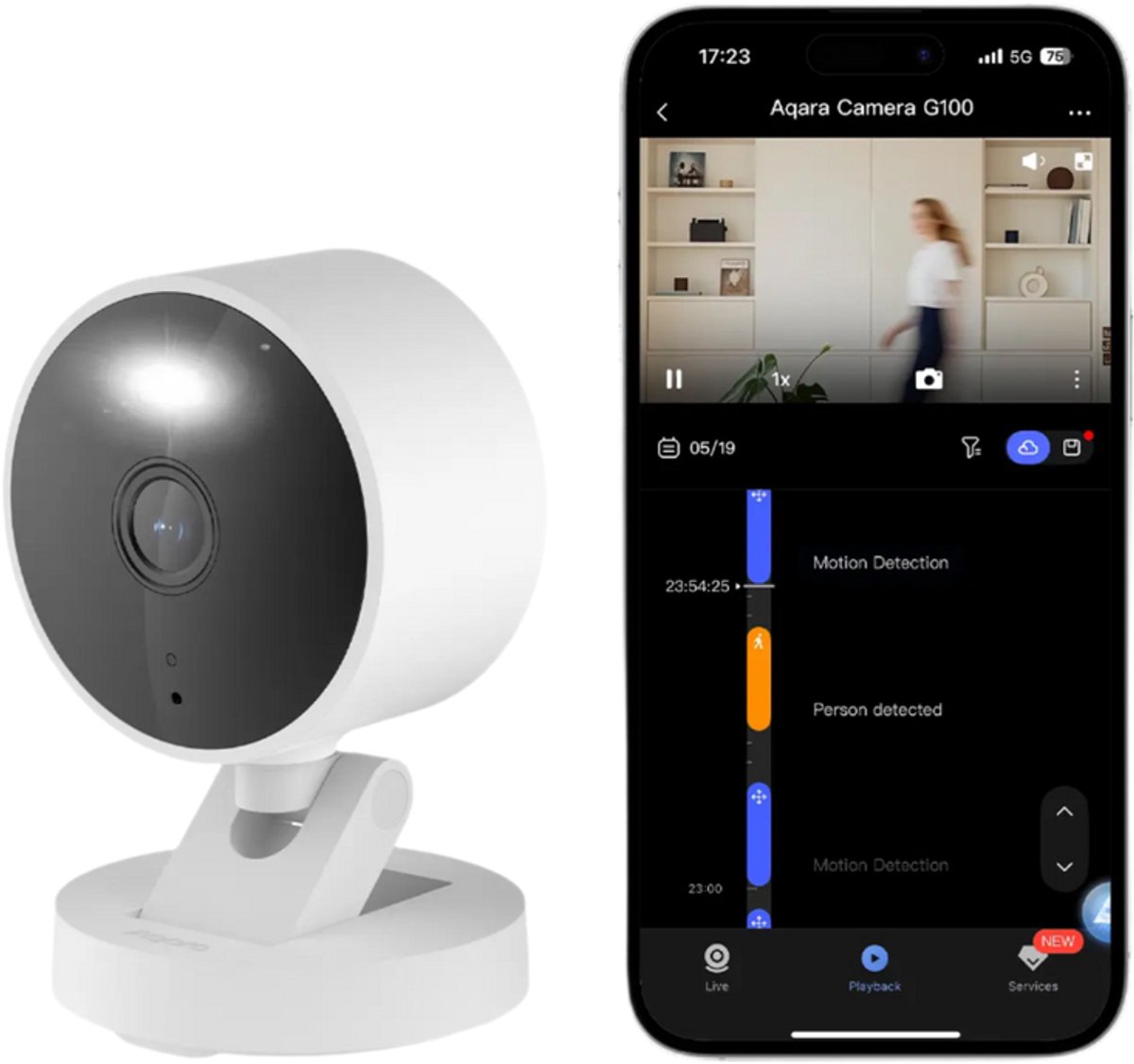 Aqara G100 Beveiligingscamera 2K met Nachtzicht en Spotlight - Product - €36,90