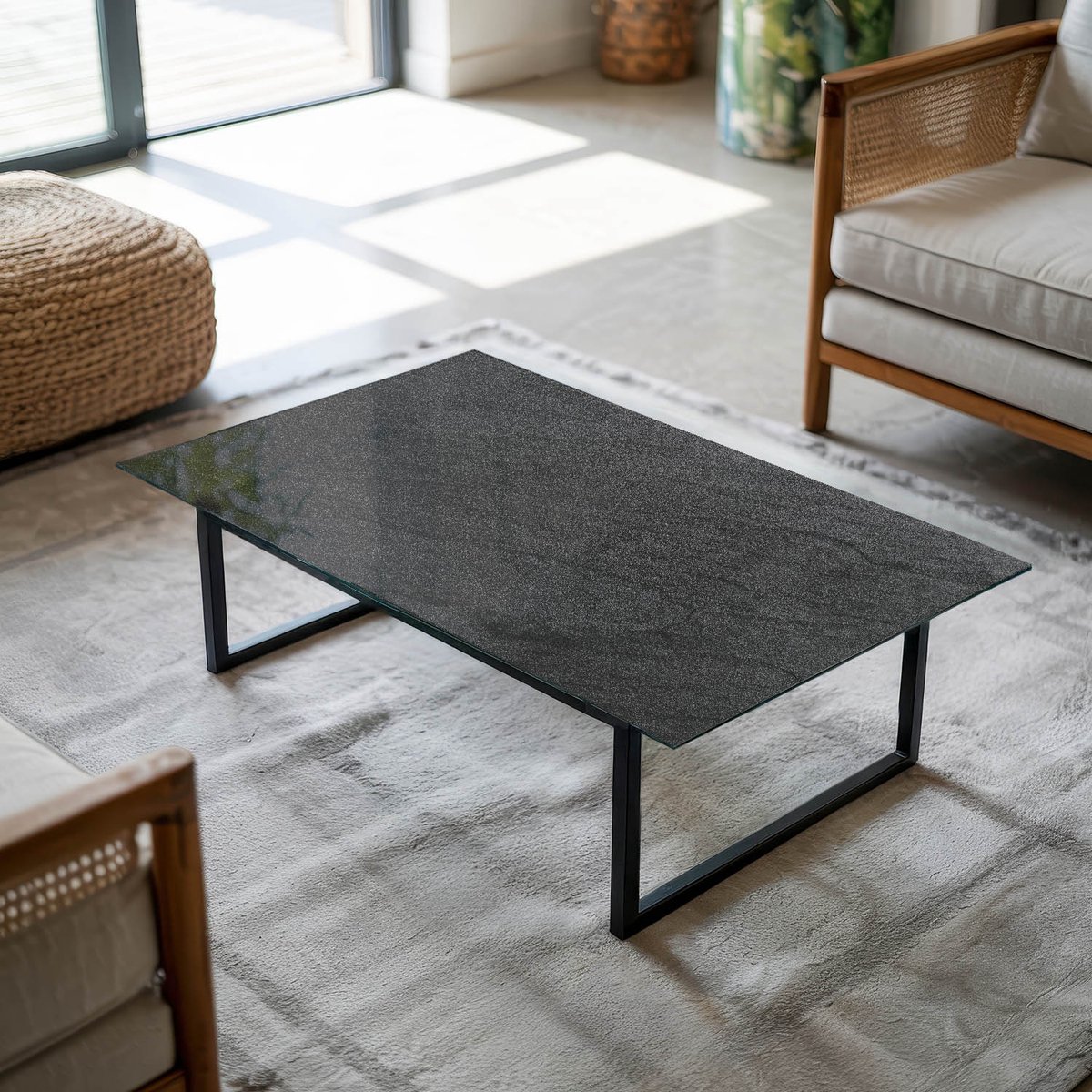 Coloray Tafelblad - Tafelblad Vierkant - 120x80 cm - Zwart - Rechthoek Glazen Tafelblad - 
