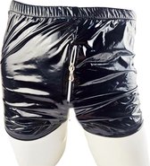 BamBella ® - Boxer short Maat L/XL Datex Zwart (Latex en stof SM kleding BDSM met rits erotische heren kleding ondergoed lingerie onderbroek zwart