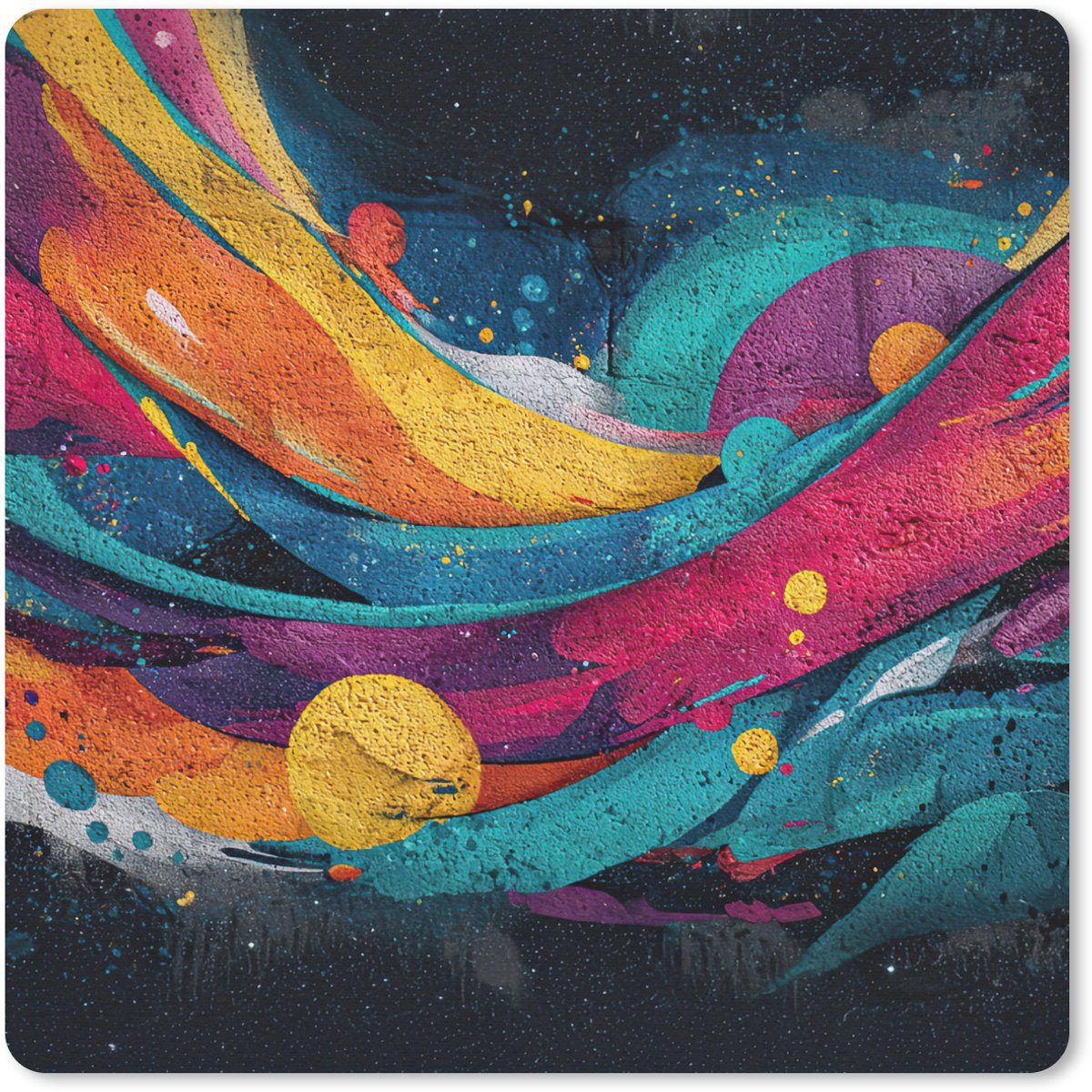 Muismat 20x20 cm - Mousepad Banen - Golven - Kleurrijk - Abstract - Muismatten