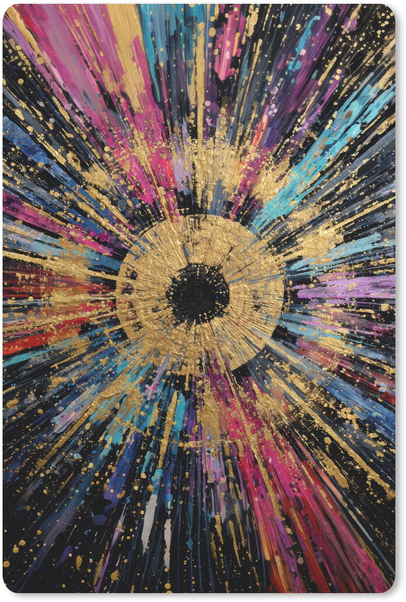 Muismat 18x27 cm - Mousepad Explosie - Goud - Kleurrijk - Abstract - Muismatten