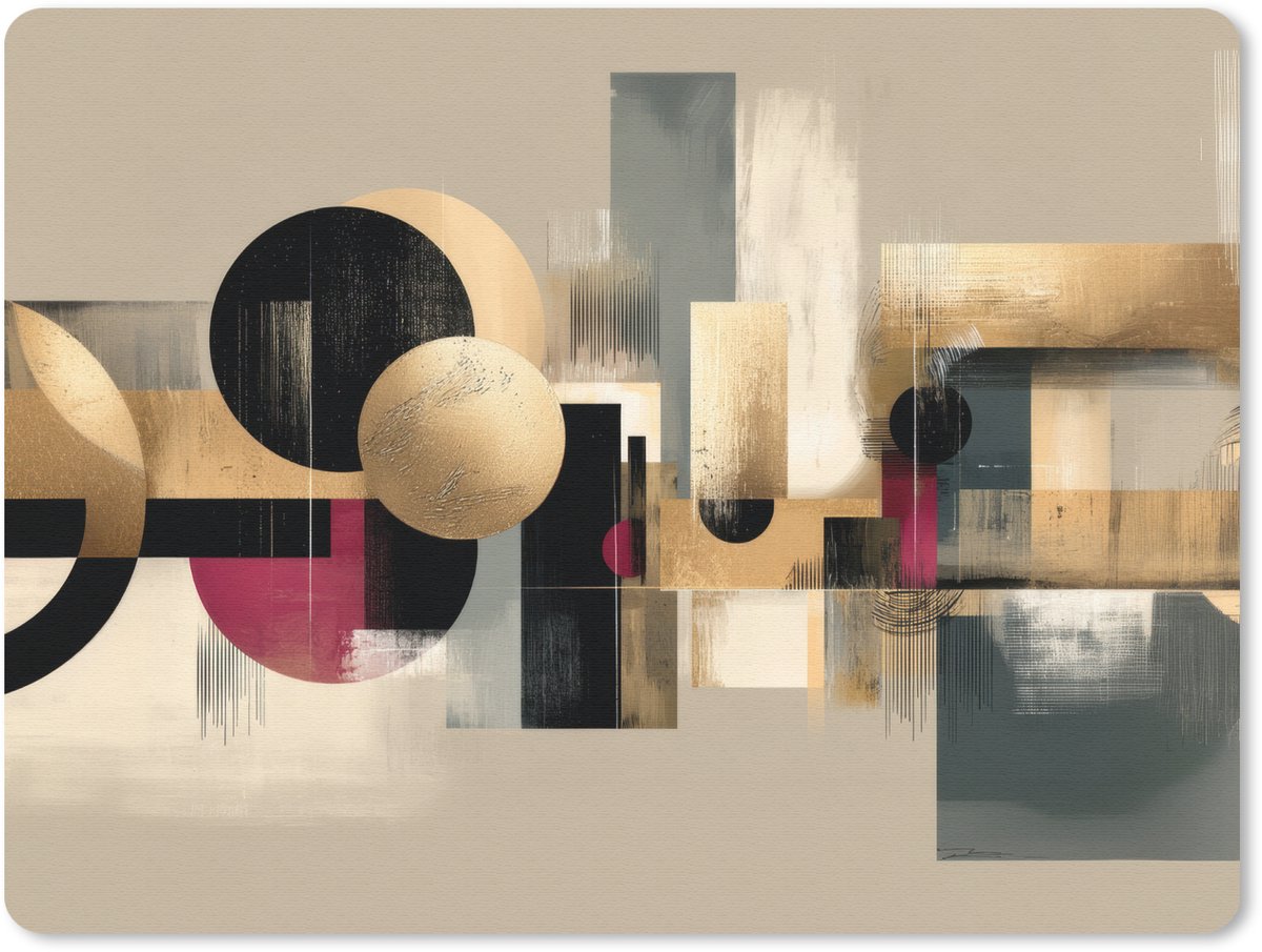Muismat 23x19 cm - Mousepad Abstract - Vormen - Beige - Texturen - Muismatten