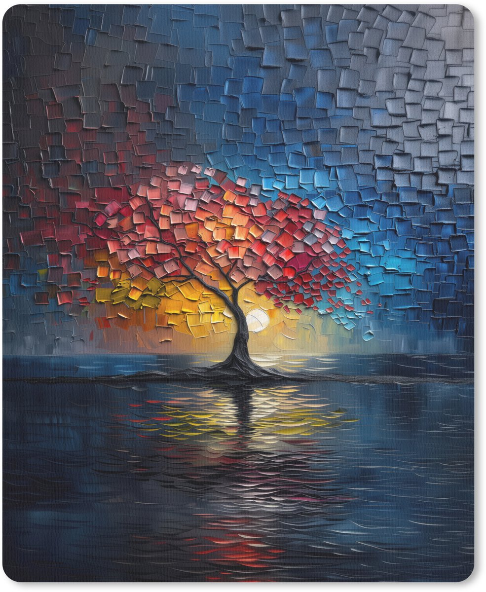 Muismat 19x23 cm - Mousepad Boom - Blauw - Bladeren - Vakken - Muismatten