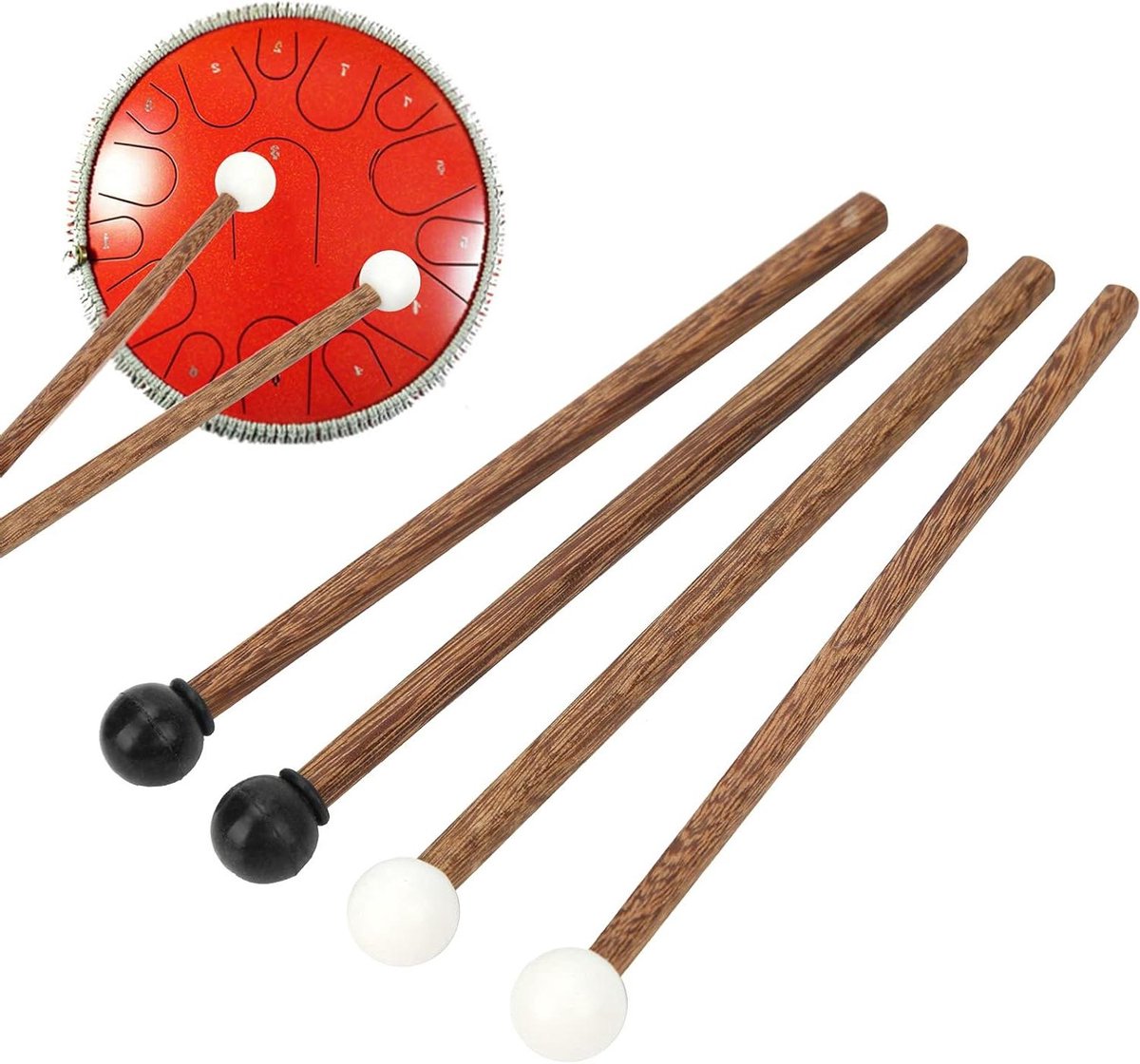 Stalen Mallets Set voor Percussie, Drumstok met Houten Handvat, 4-delig, 6.5 Inch