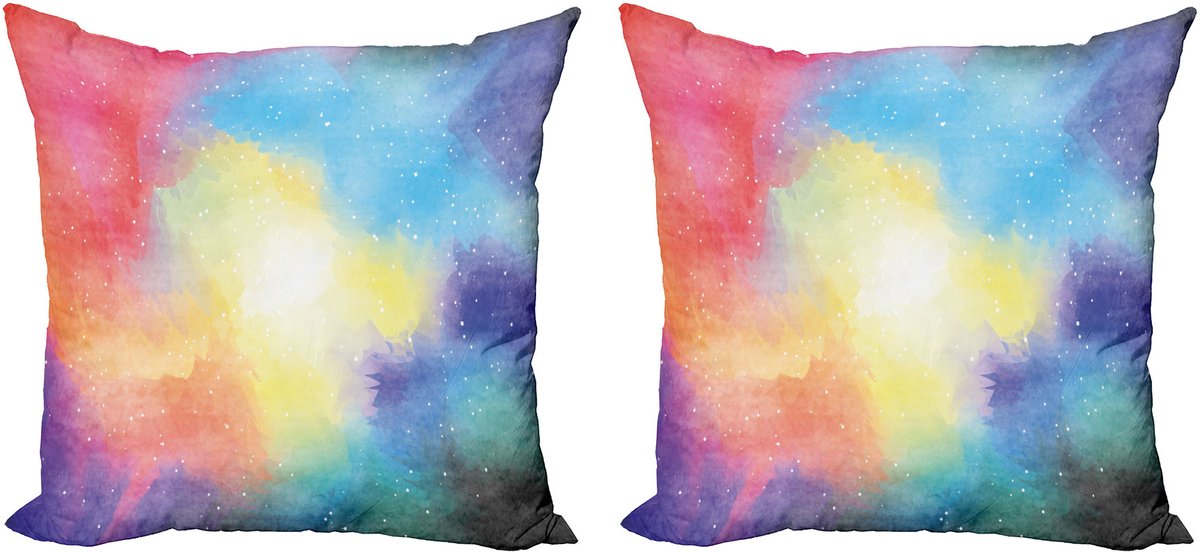 ABAKUHAUS Kussenhoes – 50x50 cm – Aquarel Sterren-Galaxie – Dubbelzijdig bedrukt Hell Rubine Blau