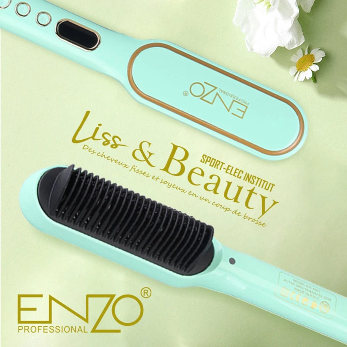 Xcruiser ENZO EN-4001 Professionele Haar Straightening Brush – Ionische Anti-Frizz Föhnborstel – Snelle Verwarming – Geschikt voor Alle Haartype