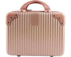 Make-uptas - Reiskoffer - 32×15×23 cm - Kleine koffer - Draagbaar - Harde make-uptas - 14 inch - Roségoud
