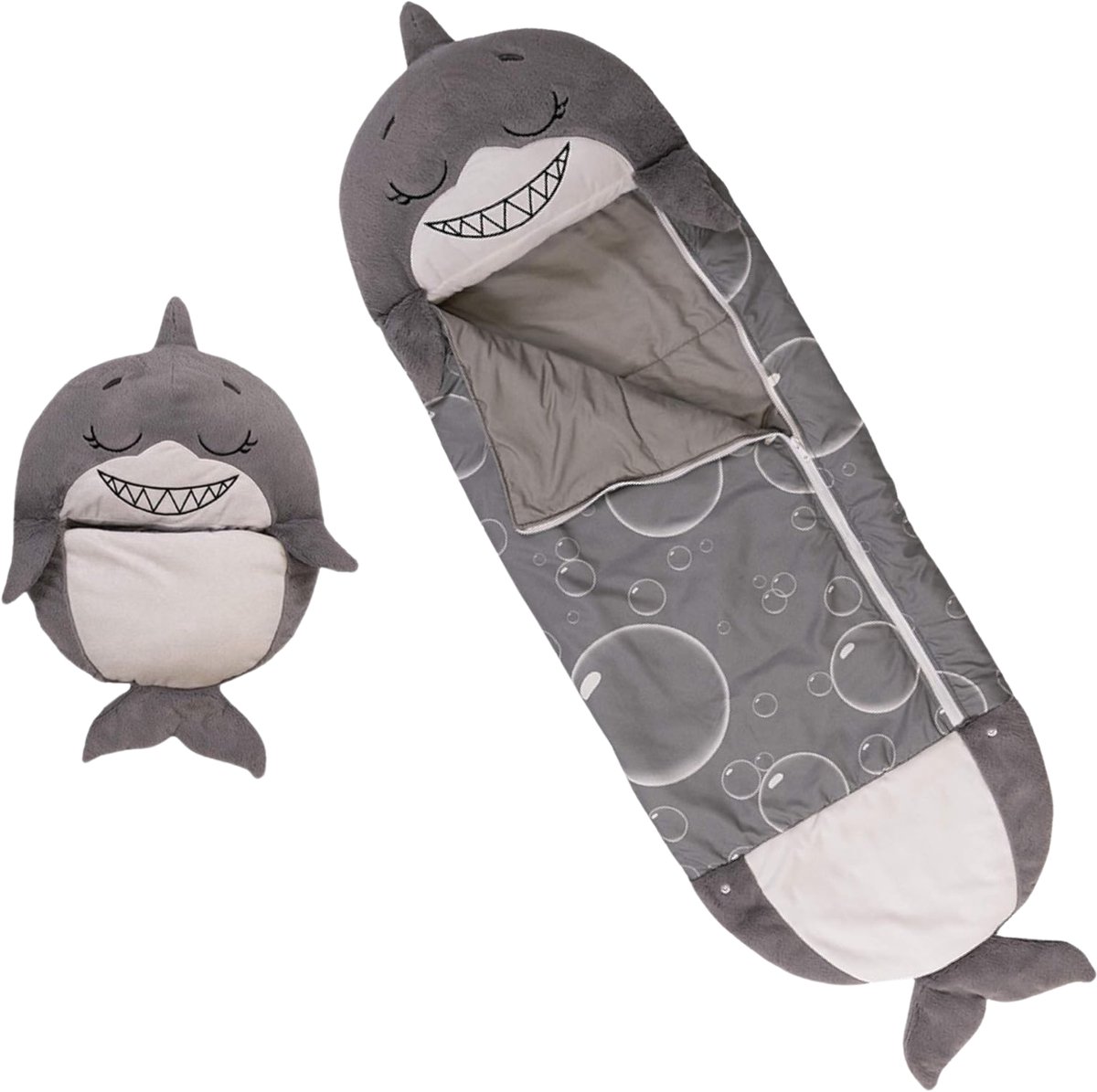 Slaapzak - Slaapzak kind - 2 in 1 - Met kussen - Geschikt tot 130 cm - Maat M - Kinderslaapzak Haai