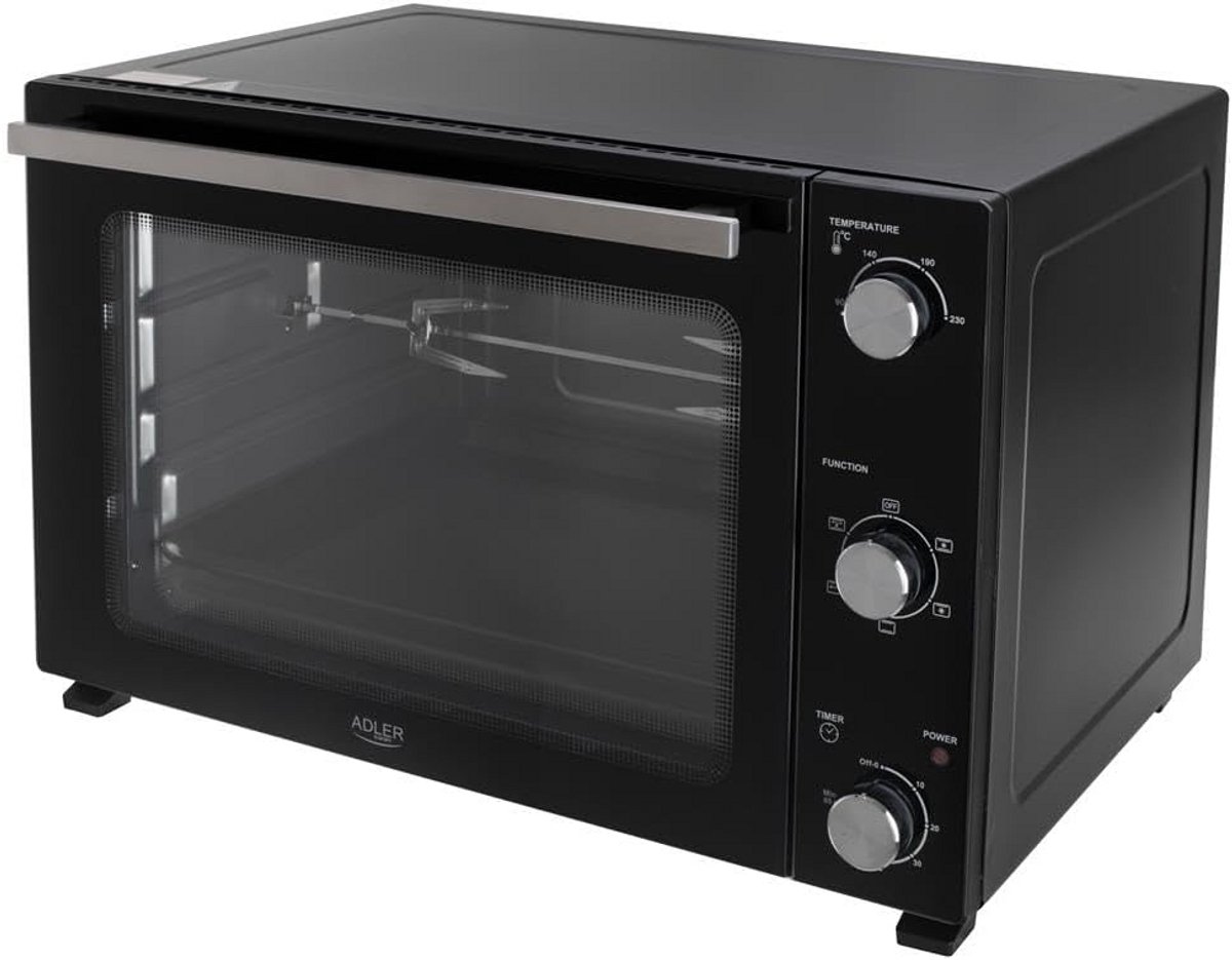 Elektrische Oven 60 Liter met Hetelucht, RVS Verwarmingsspiralen en Rotisserie