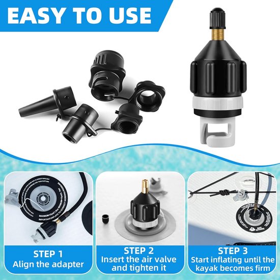 Universele SUP Pomp Adapter Set met 4 Opzetstukken voor Opblaasbare Boten en Boards van Merkloos — afbeelding 3