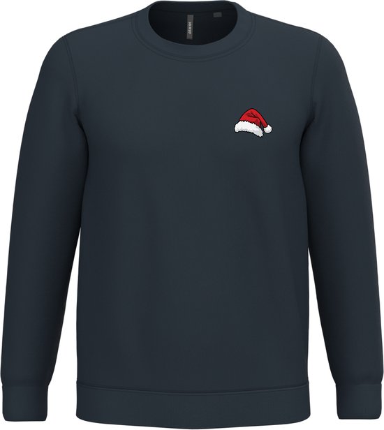 Pull de Noël Petit Bonnet de Noël | Pulls de Noël moches pour hommes et femmes | Pull de Noël | Marine | taille L.