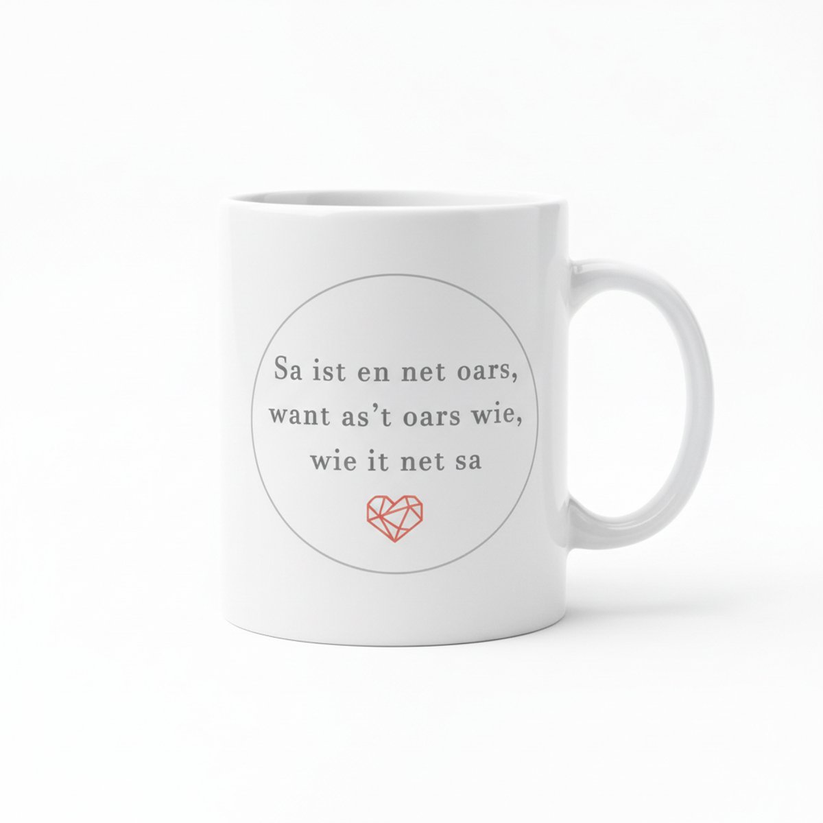 Friese Grappige Tekst Mok – Romantische Dialect Quote met Hartje – 330 ml Keramische Mok