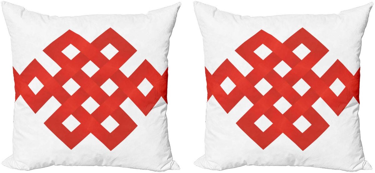 ABAKUHAUS Kussenhoezen 2x40x40 – Rood-Wit, Dubbelzijdig bedrukt, Rits