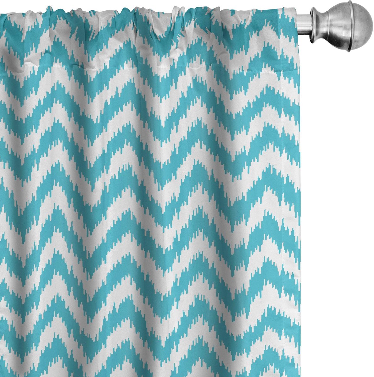 ABAKUHAUS Geometrische Voorhangen – 2x75x245 cm – Mikrofaser Zeeblauw/Wit Zee-blauw