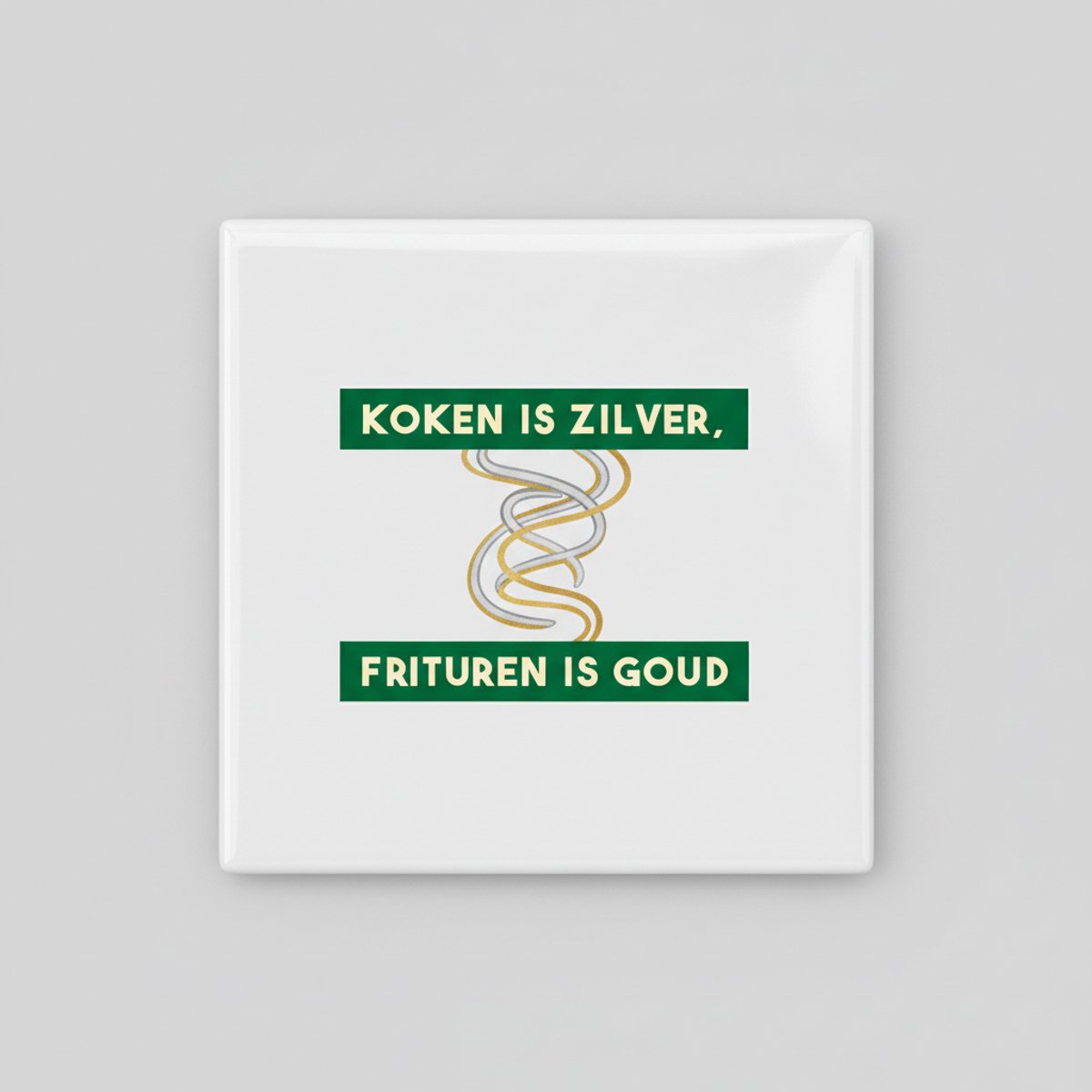 Nevolis “Koken Is Zilver, Frituren Is Goud” Tegel – Grappige 15×15 cm Keramische Keuken & Fritu humor Wanddecoratie Cadeau Multi Color