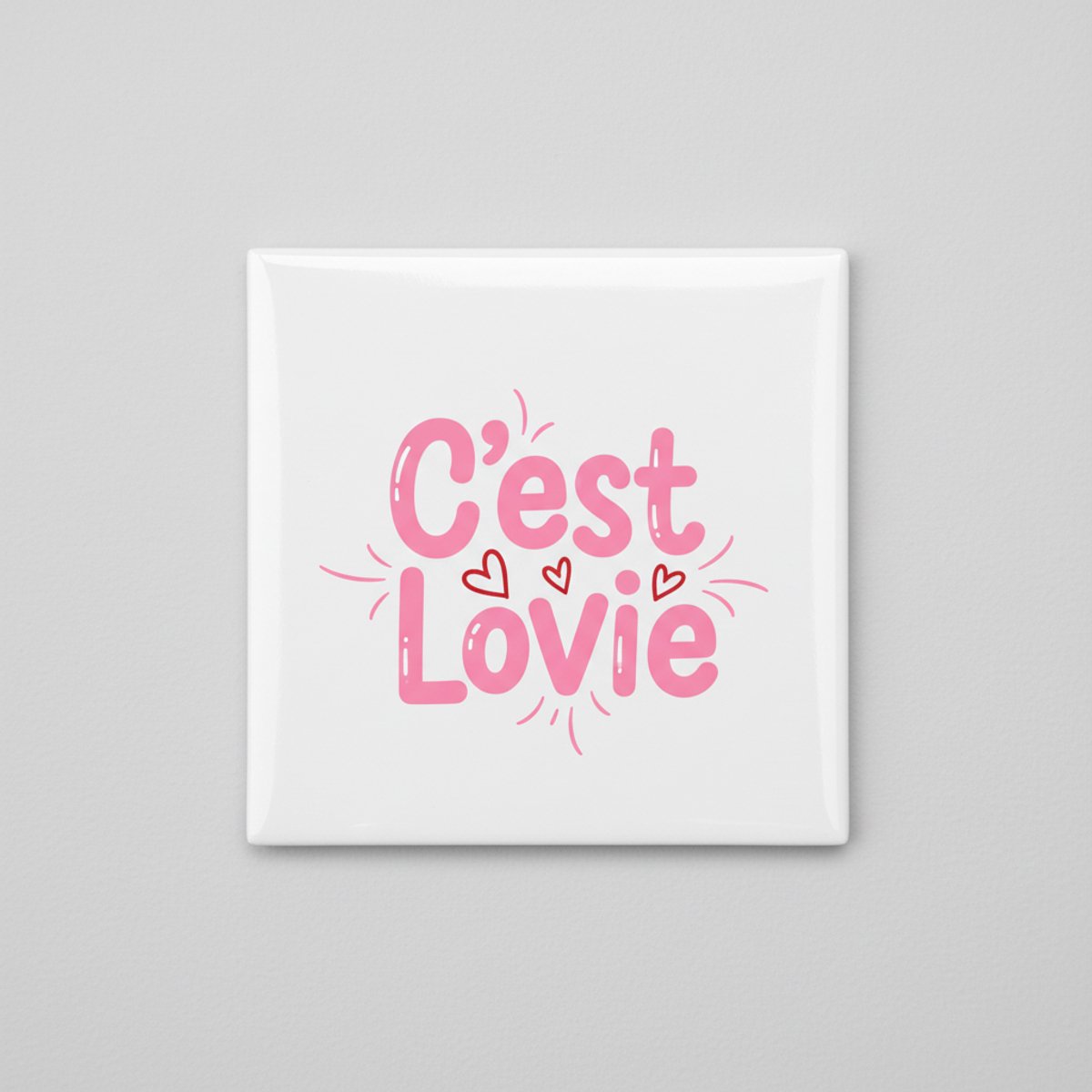 C’est La Vie Tegel – Franse Liefdesquote Wanddecoratie – Romantische Keramische Tegel 15 x