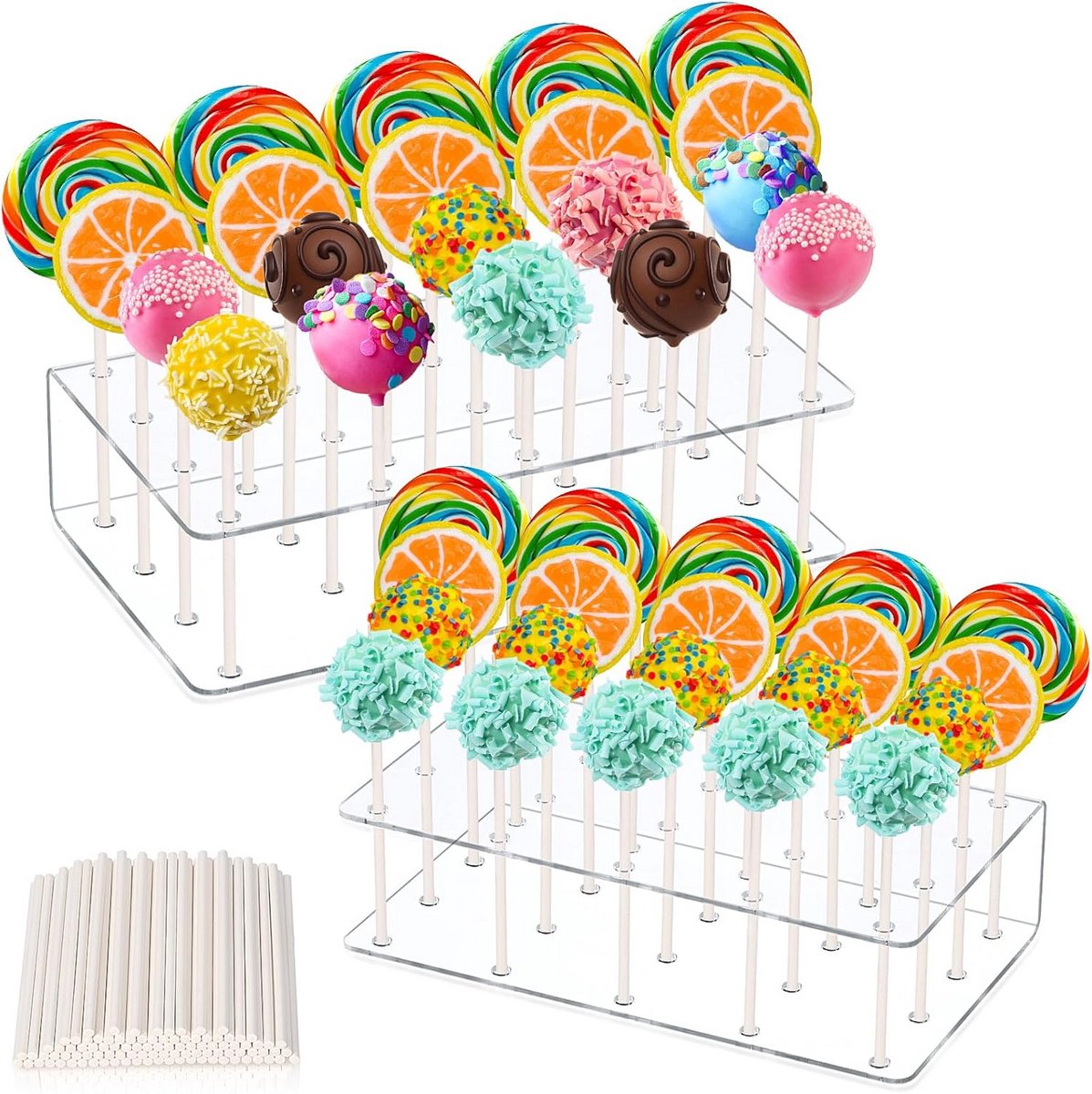 Set van 2 Presentatiestandaards voor 100 Cake Pops / Lolly's - Met 20 Gaten per Stuk